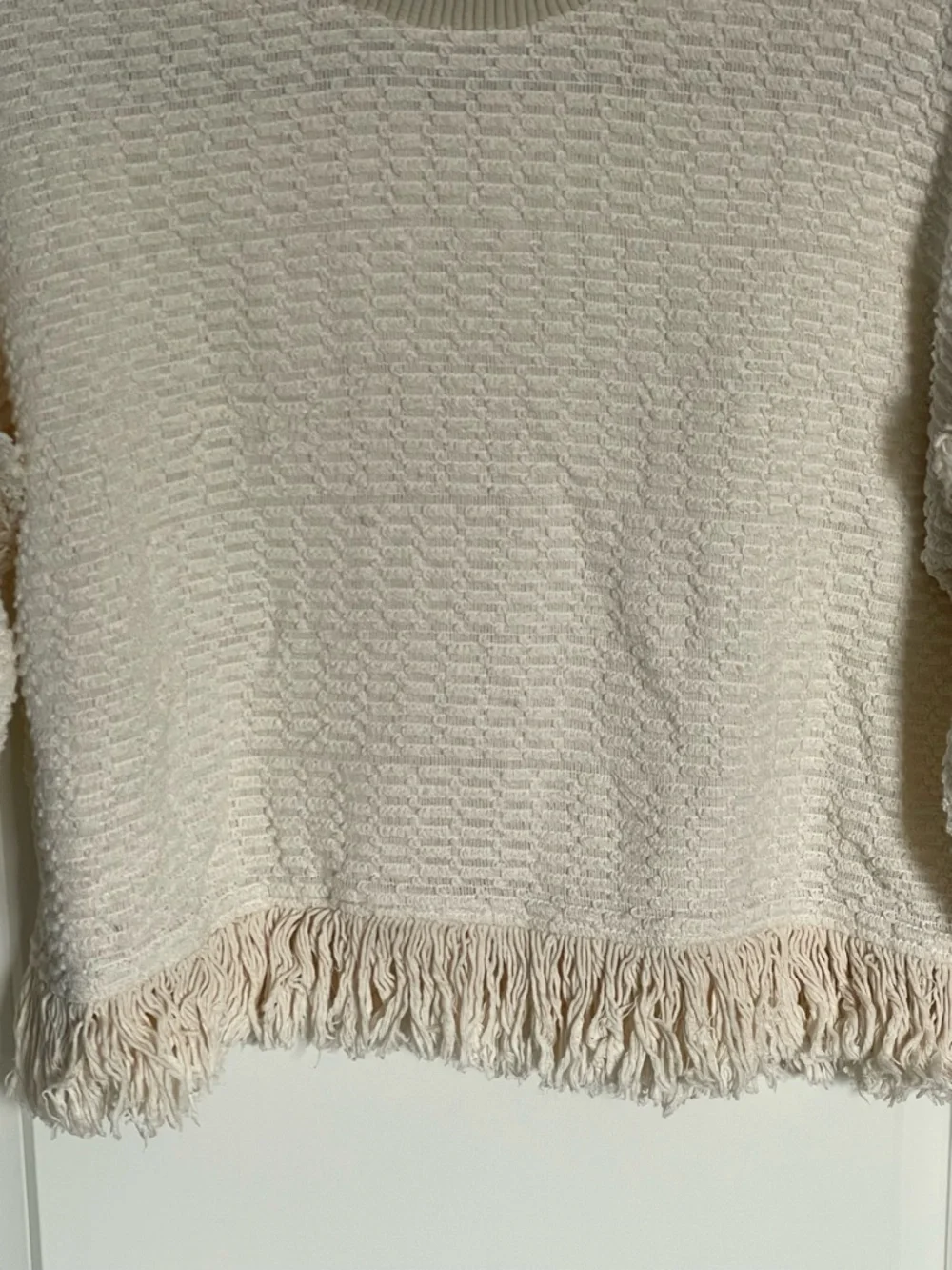 ZARA Women's Cream Fringe Turtleneck Sweater Size XS 54447